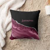 ブラックエレガントピンクマゼンタグリッター クッション (ブランケット)