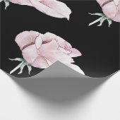 ブラックエレガントピンク水彩ローズ包装紙 ラッピングペーパー (角)