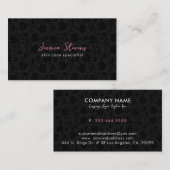 ブラックエレガントピンク&ホワイトヴィンテージダマスク 名刺 (正面/裏面)