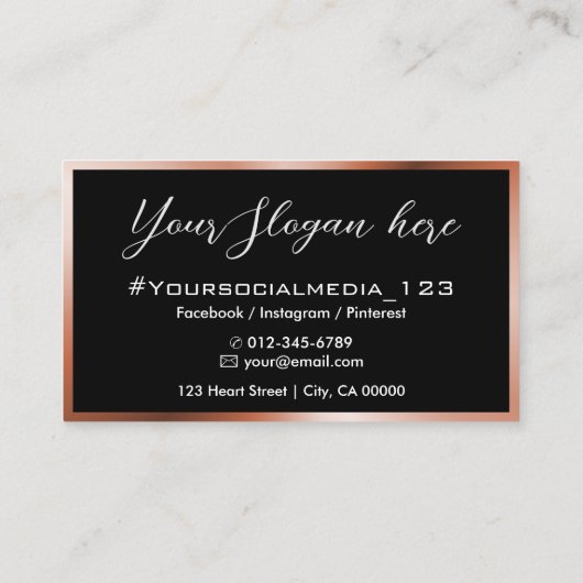 ブラックエレガントピーチピンクグラデーション美しいラッシュアイディア 名刺 (裏面)