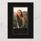 ブラックエレガントフォイルフェイクフォト大学グラード 招待状 (裏面)