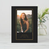 ブラックエレガントフォイル縁どフォトユニバーシティ卒業 案内状 (スタンド正面)