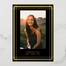 ブラックエレガントフォイル縁どフォトユニバーシティ卒業