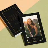 ブラックエレガントフォイル縁どフォトユニバーシティ卒業 箔招待状