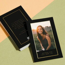 ブラックエレガントフォイル縁どフォトユニバーシティ卒業 箔招待状