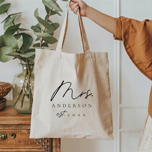 ブラックエレガントフォントカスタムミセス・トートバッグ トートバッグ