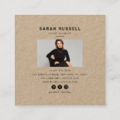 ブラックエレガントフローラフレームクラフトイベントプランナー スクエア名刺 (裏面)