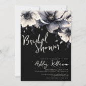 ブラックエレガントフローラブライダルシャワー 招待状 (正面)