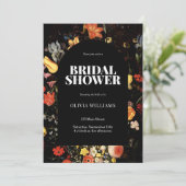 ブラックエレガントフローラブライダルシャワー 招待状 (スタンド正面)