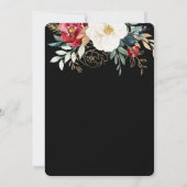 ブラックエレガントフローラブーケホリデー結婚ズ 招待状 (裏面)