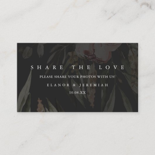 ブラックエレガントフローラ結婚の共有ザ・ラブ エンクロージャーカード (正面)