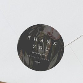 ブラックエレガントフローラ結婚の感謝 ラウンドシール