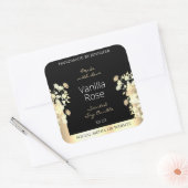 ブラックエレガントフローラ製品のパッケージラベル金ゴールド スクエアシール (封筒)