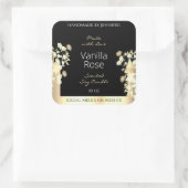 ブラックエレガントフローラ製品のパッケージラベル金ゴールド スクエアシール (バッグ)