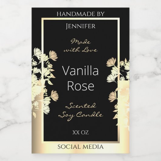 ブラックエレガントフローラ製品のパッケージラベル金ゴールド フードラベル (シングルラベル)