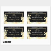 ブラックエレガントフローラ製品のパッケージラベル金ゴールド 長方形シール (シート)