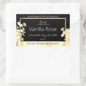 ブラックエレガントフローラ製品のパッケージラベル金ゴールド 長方形シール (バッグ)