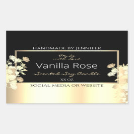 ブラックエレガントフローラ製品のパッケージラベル金ゴールド 長方形シール