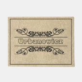 ブラックエレガントフローリズ名前をカスタムするへようこそ ドアマット (正面)