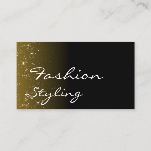 ブラックエレガントブラウングリッタースターズシックと写真 名刺 (正面)