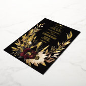 ブラックエレガントブルゴーニュと金ゴールドフローラボー 箔招待状 (回転した状態)