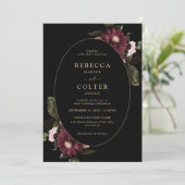 ブラックエレガントブルゴーニュフローラ結婚ズ 招待状 (スタンド正面)