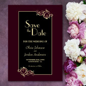 ブラックエレガントブルゴーニュ金ゴールド結婚ズ セーブザデート