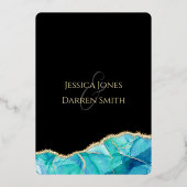 ブラックエレガントブルーゴールドフォイル結婚式招待状 箔招待状 (裏面)