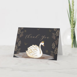 ブラックエレガントプリンセススワン蝶ベビーシャワー サンキューカード