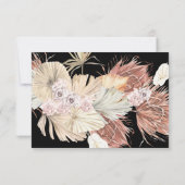 ブラックエレガントプレミアムパンパスグラスフローラ結婚ズ 出欠カード (裏面)