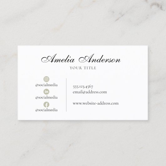 ブラックエレガントプロフェッショナルソーシャルメディア 名刺 (裏面)