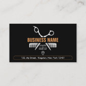 ブラックエレガントプロフェッショナルバーバーショップ美容師 名刺 (裏面)