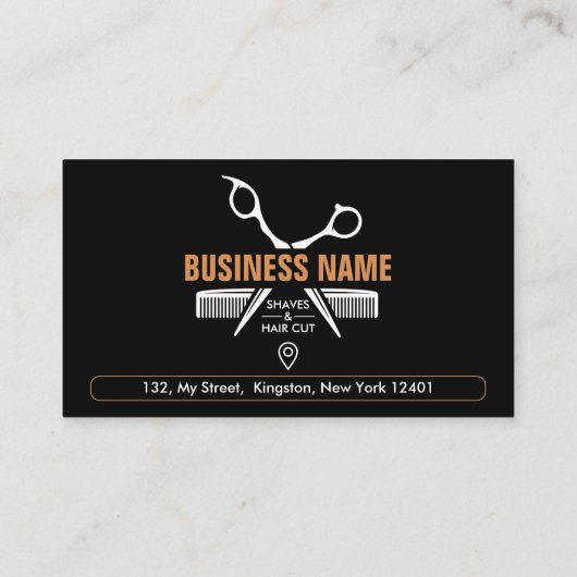 ブラックエレガントプロフェッショナルバーバーショップ美容師 名刺 (裏面)