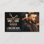 ブラックエレガントプロフェッショナルバーバーショップ美容師 名刺 (正面)