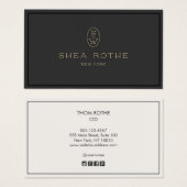 ブラックエレガントプロフェッショナルモノグラム3Dタイポグラフィ (正面&裏面)