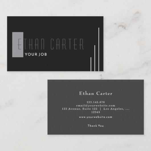 ブラックエレガントプロフェッショナルモノグラム 名刺 (正面/裏面)