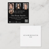 ブラックエレガントヘアスタイリスト名刺： スクエア名刺 (正面/裏面)