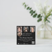 ブラックエレガントヘアスタイリスト名刺： スクエア名刺 (スタンド正面)