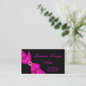 ブラックエレガントホットピンクダイヤモンドボウデザイン2 名刺 (スタンド正面)