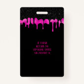 ブラックエレガントホットピンクドリッピングVIPアクセスイベント バッジ (裏面)