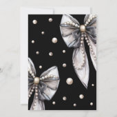 ブラックエレガントボウとパールの誕生日パーティー 招待状 (裏面)