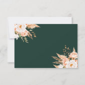 ブラックエレガントボホシックフローラ秋の結婚式 出欠カード (裏面)