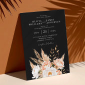 ブラックエレガントボホシックフローラ秋の結婚式 招待状