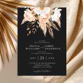 ブラックエレガントボホシックフローラ秋の結婚式 招待状
