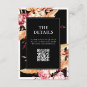 ブラックエレガントボホシックフローラ結婚ズ エンクロージャーカード (正面)