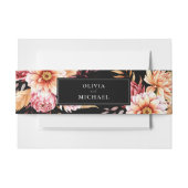 ブラックエレガントボホシックフローラ結婚ズ 招待状ベリーバンド (正面例)