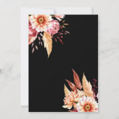 ブラックエレガントボホシックフローラ結婚ズ 招待状 (裏面)