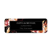 ブラックエレガントボホフローラ結婚ズ差出人住所 ラベル (正面)