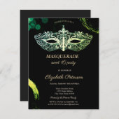 ブラックエレガントマスカレード、シックなマスク甘い16 招待状 (正面/裏面)