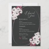 ブラックエレガントマゼンタフローラリハーサルディナー 招待状 (正面)